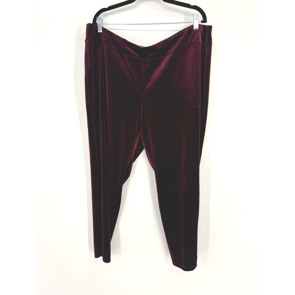 Talbots Leggings Women 20WP Burgundy Velour Ankle Zip Pull On Stretch Pants